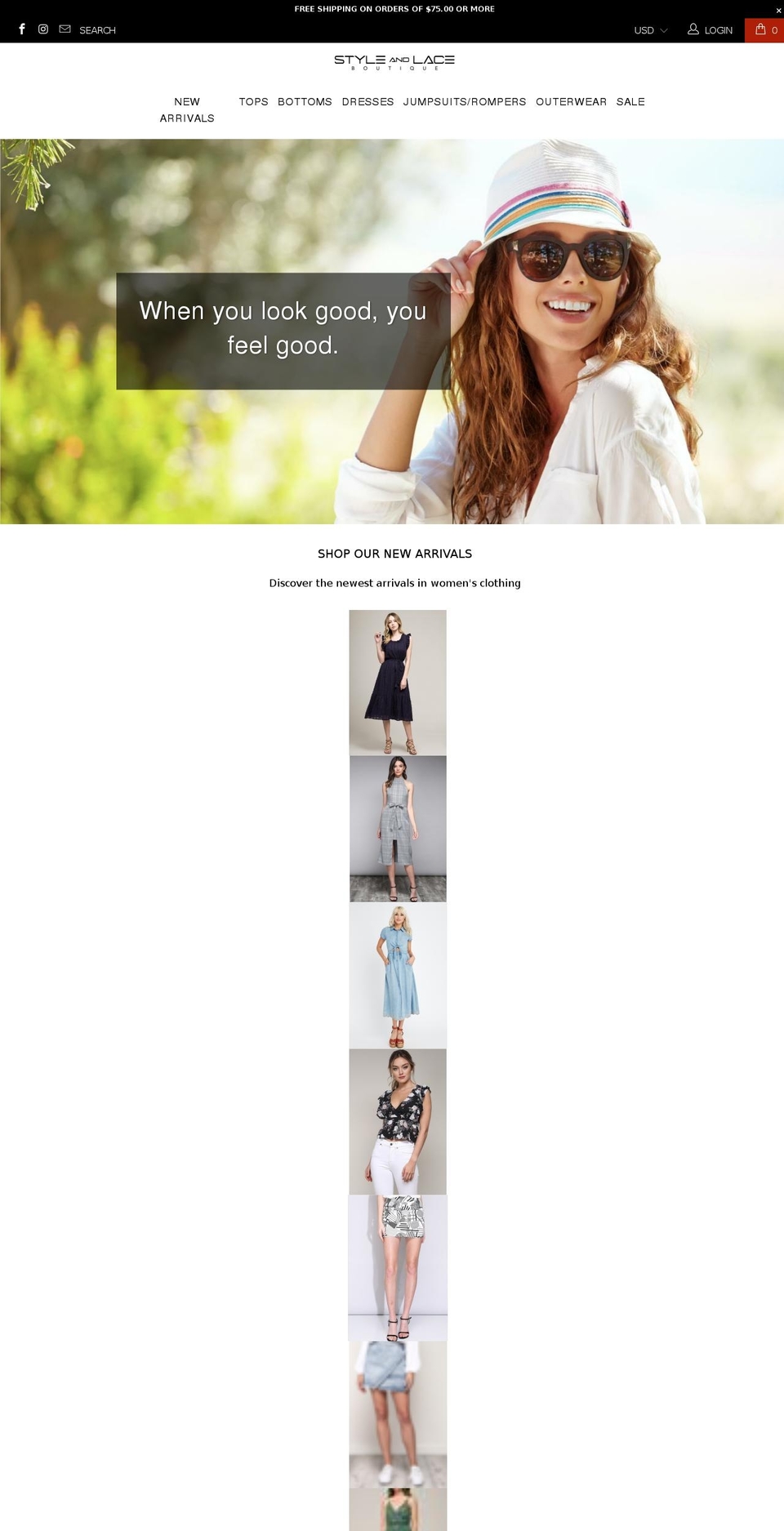 styleandlaceboutique.com shopify website screenshot