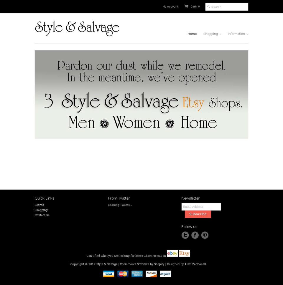 styleandsalvage.com shopify website screenshot