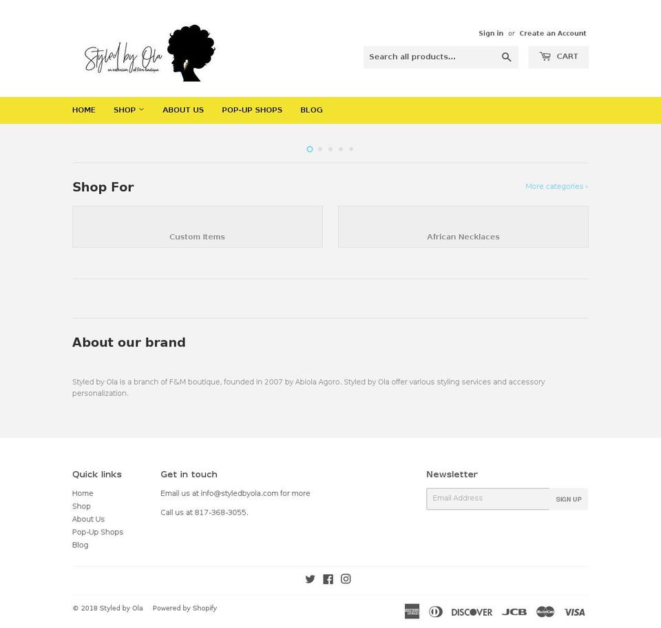 styledbyola.com — Shopify storefront screenshot