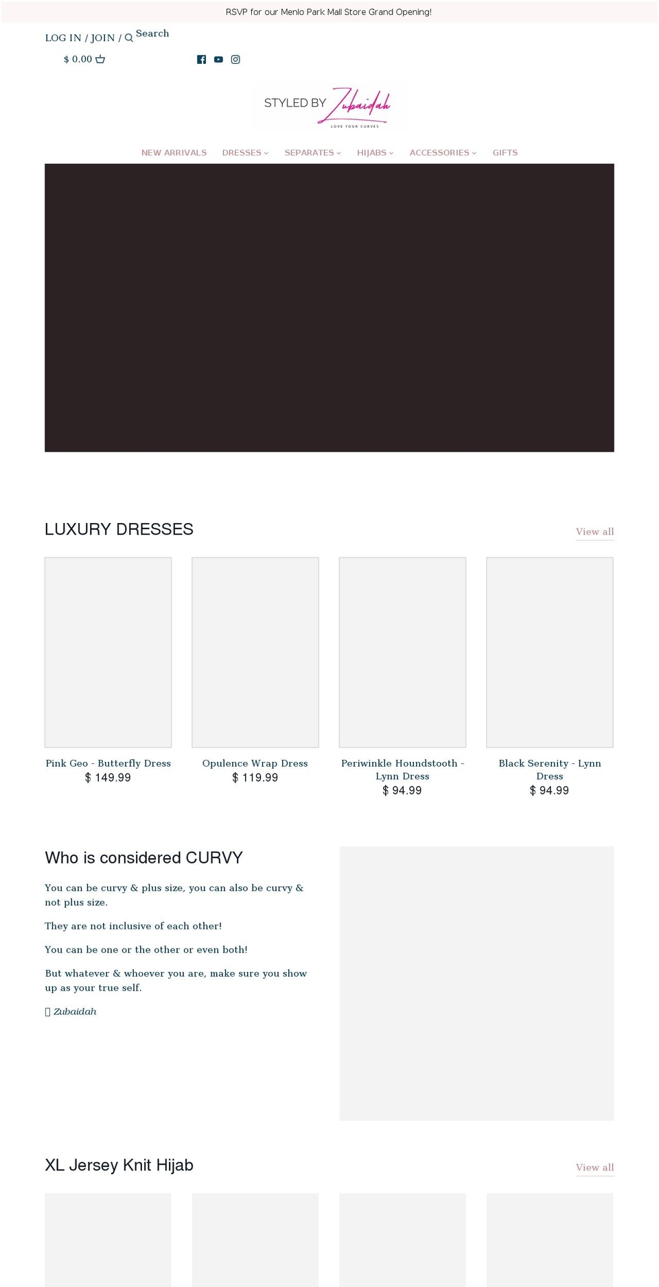 styledbyzubaidah.com shopify website screenshot