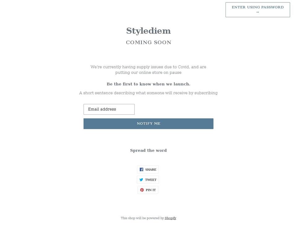 stylediem.myshopify.com shopify website screenshot