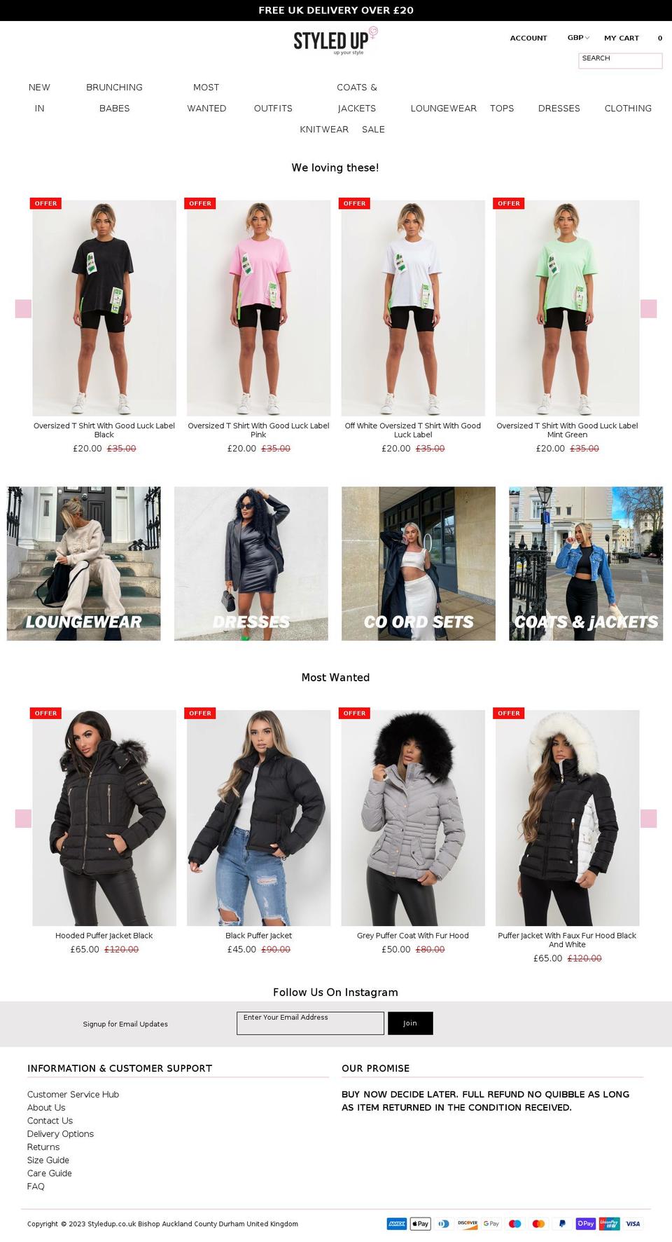 styledup.co.uk shopify website screenshot