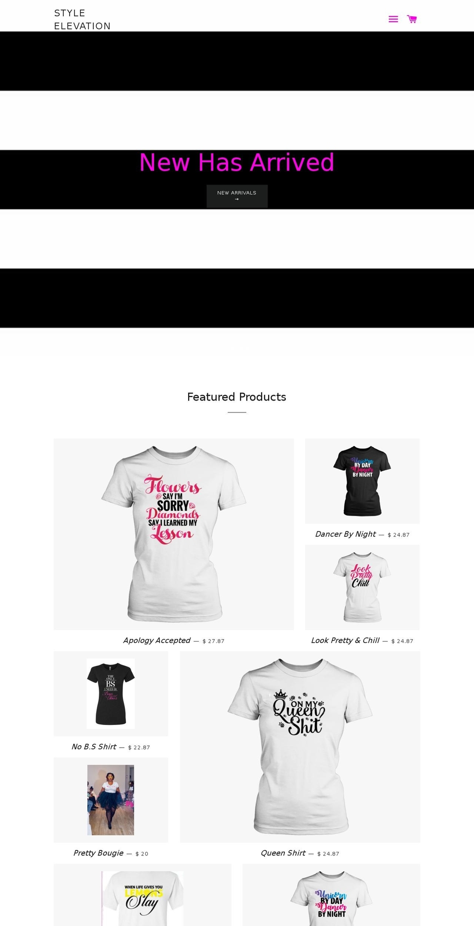 styleelevationboutique.com shopify website screenshot