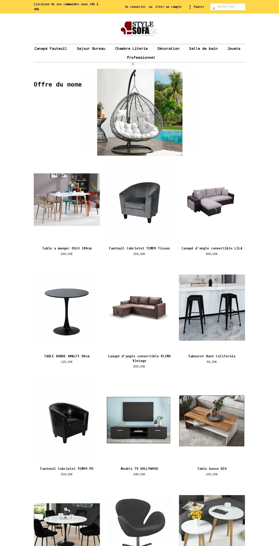 styleetsofa.fr shopify website screenshot