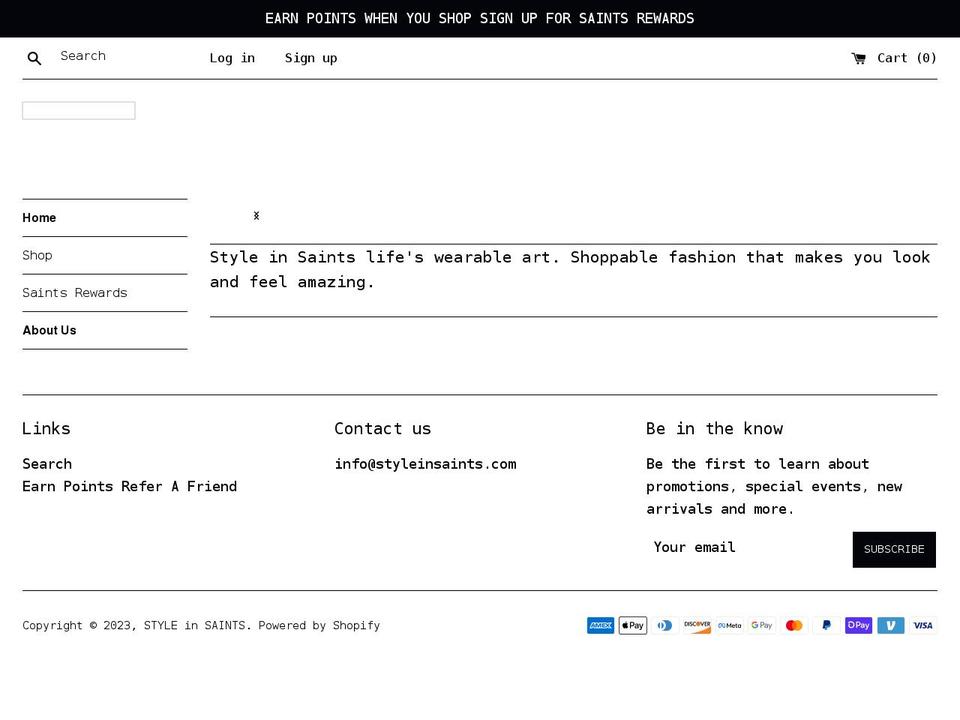 styleinsaints.com shopify website screenshot