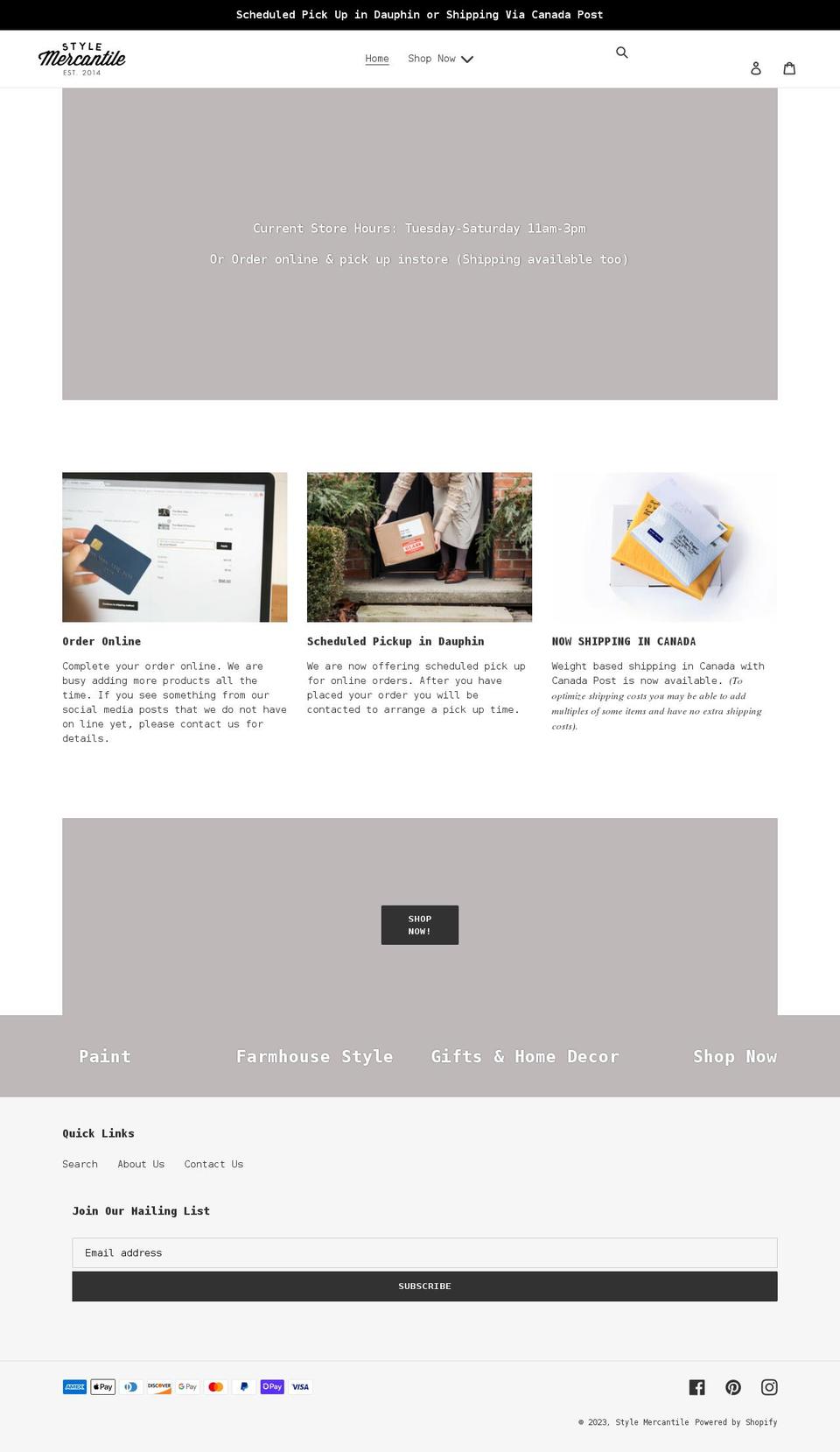stylemercantile.ca shopify website screenshot