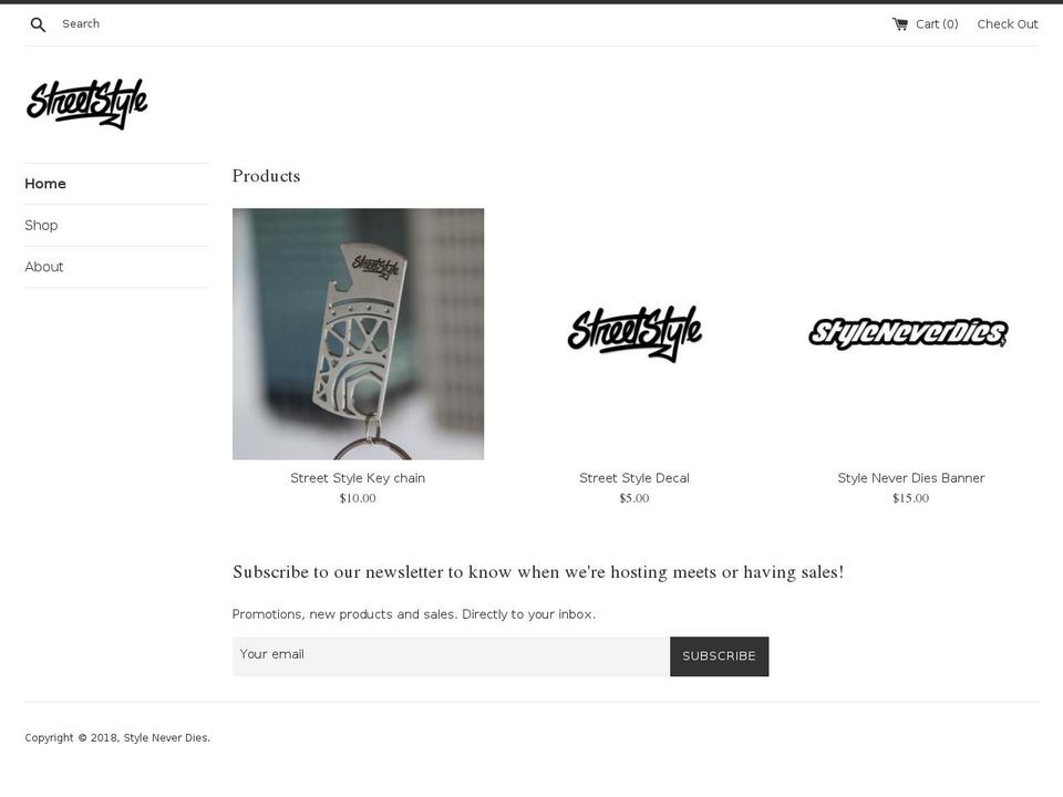 styleneverdies.com — Shopify storefront screenshot