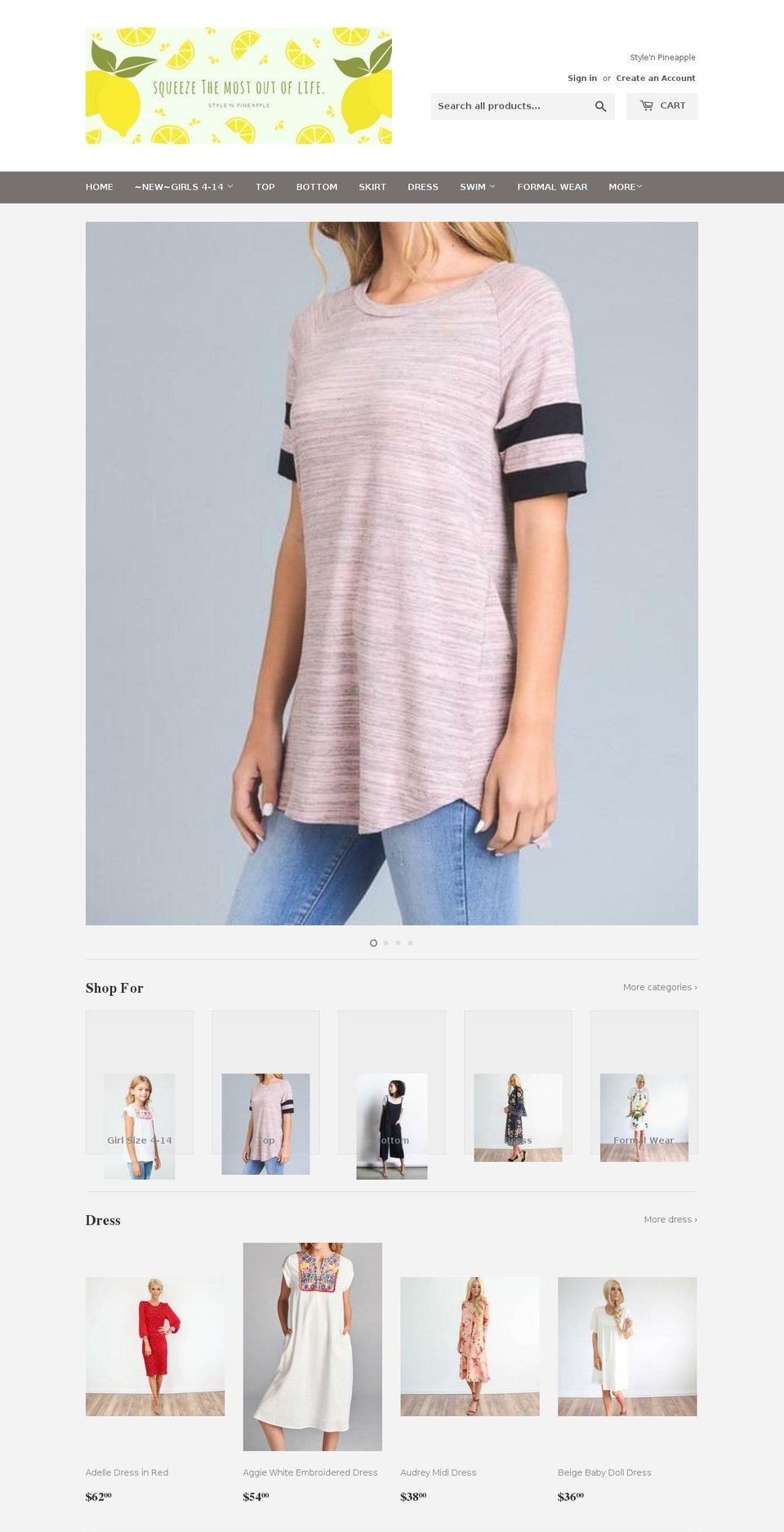 stylenpineapple.com — Shopify storefront screenshot