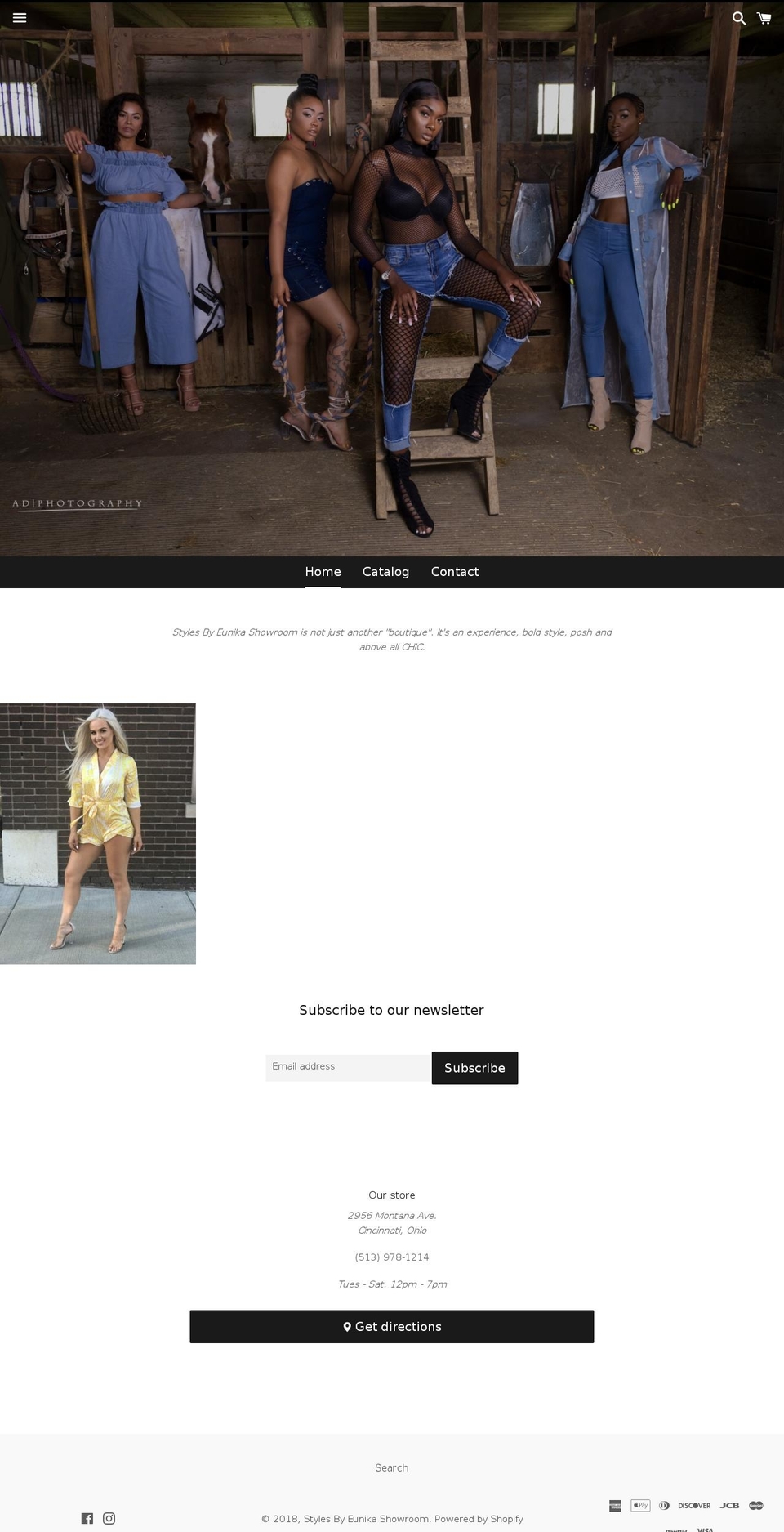 stylesbyeunika.com — Shopify storefront screenshot