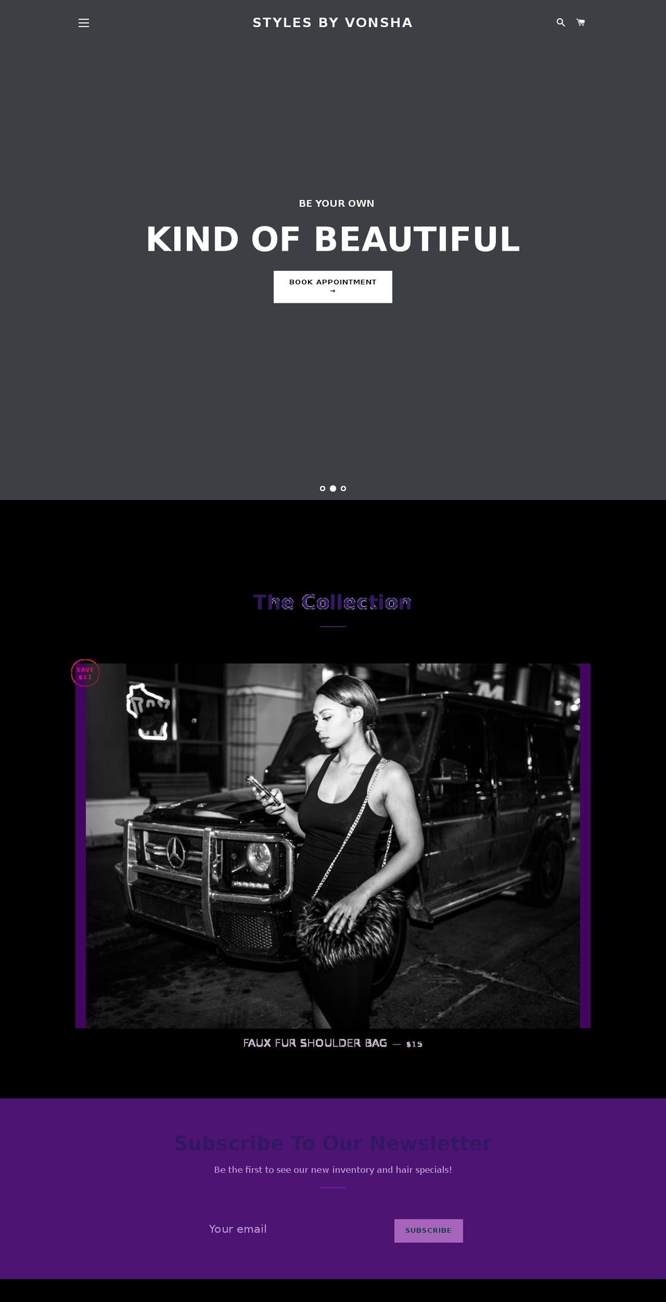 stylesbyvonsha.com — Shopify storefront screenshot