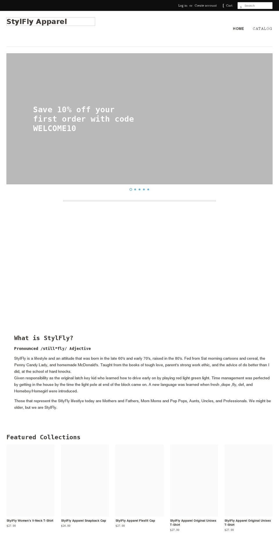 stylflyapparel.com shopify website screenshot