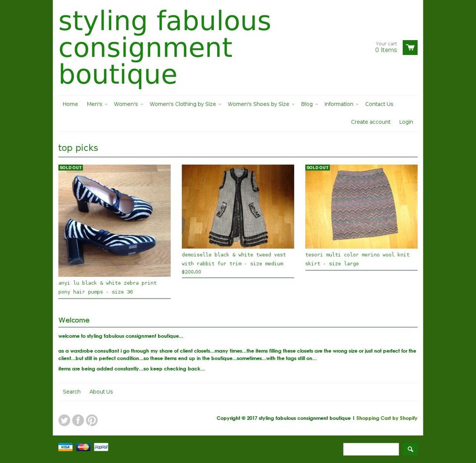 Wokiee Shopify theme site example stylingfabulousconsignmentboutique.com