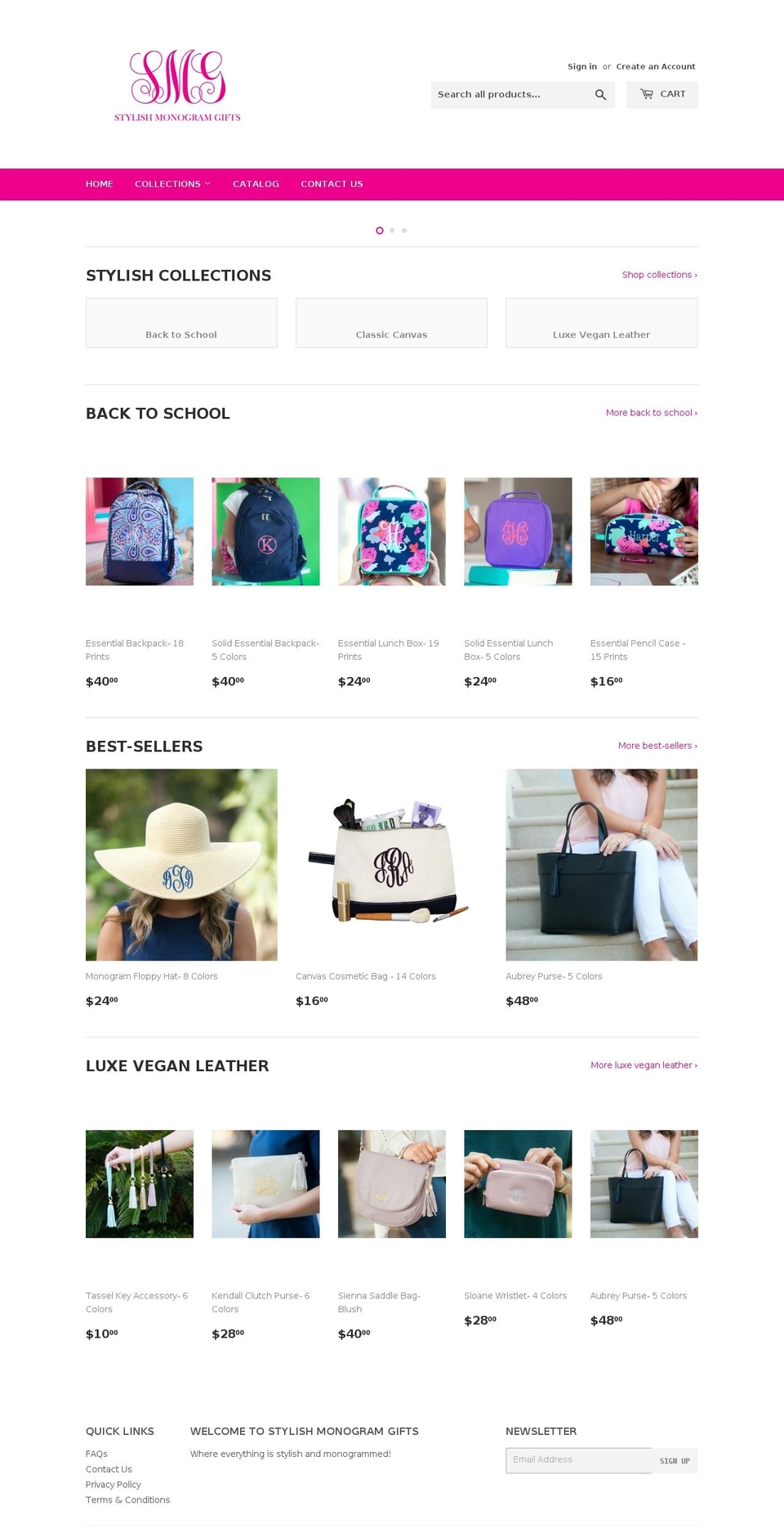 stylishmonogramgifts.com shopify website screenshot