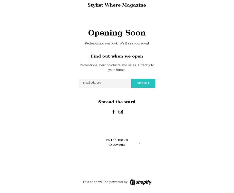 stylistwheremagazine.com shopify website screenshot