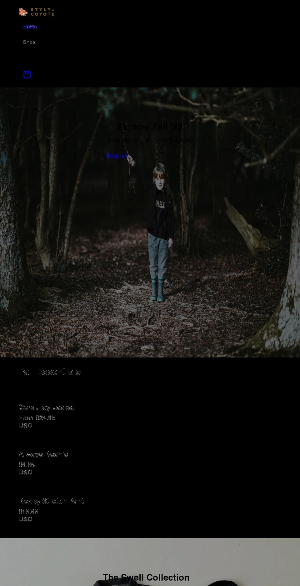 stylycoyote.com shopify website screenshot