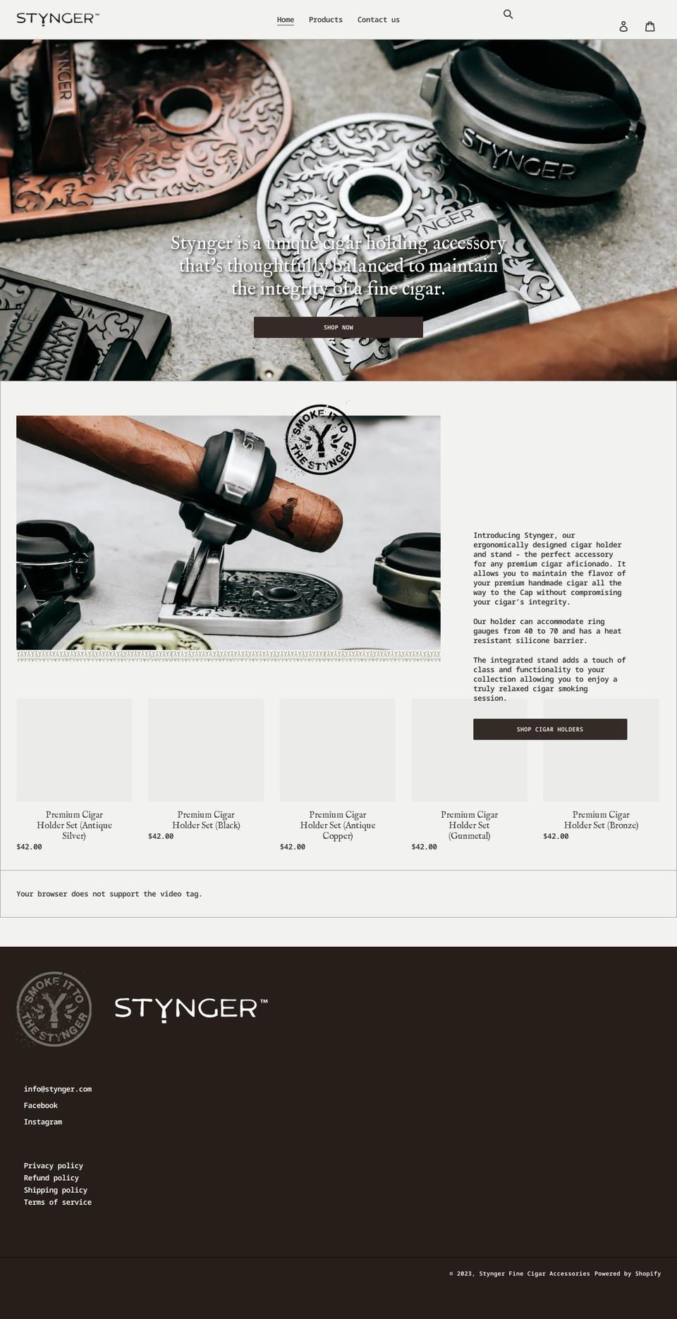 stynger.com shopify website screenshot