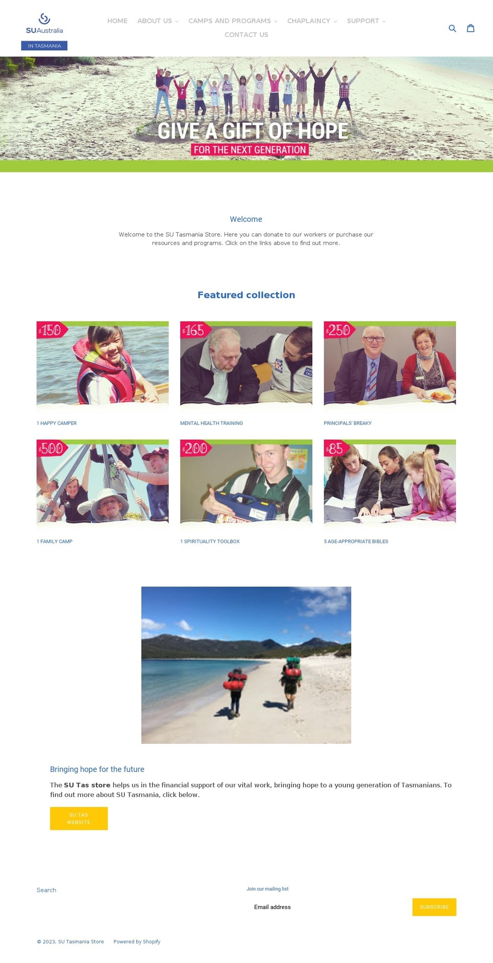 su-tasmania-store.myshopify.com shopify website screenshot