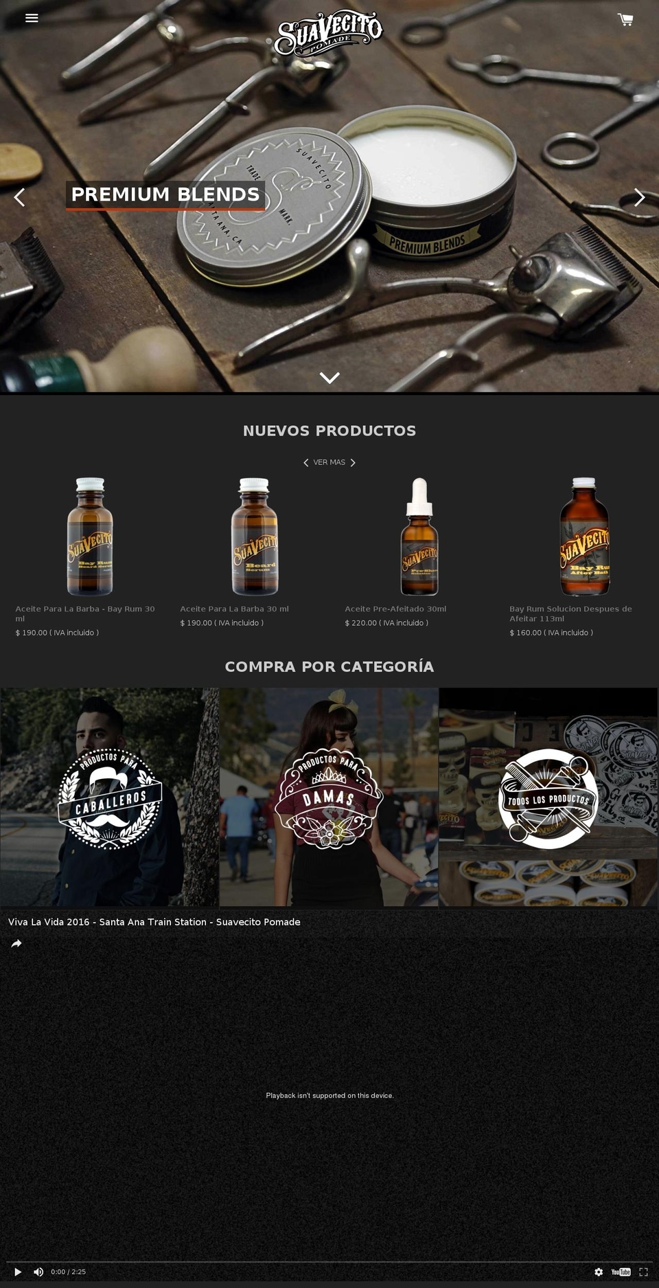 suavecito.mx shopify website screenshot