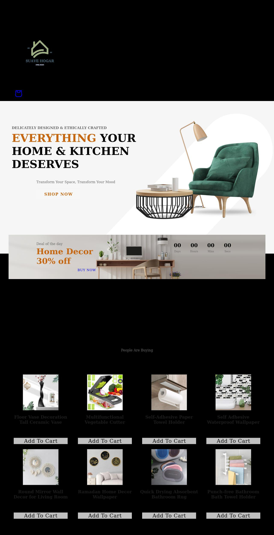 suavehogar.com shopify website screenshot