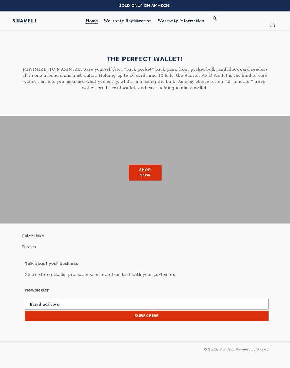 suavell.com shopify website screenshot