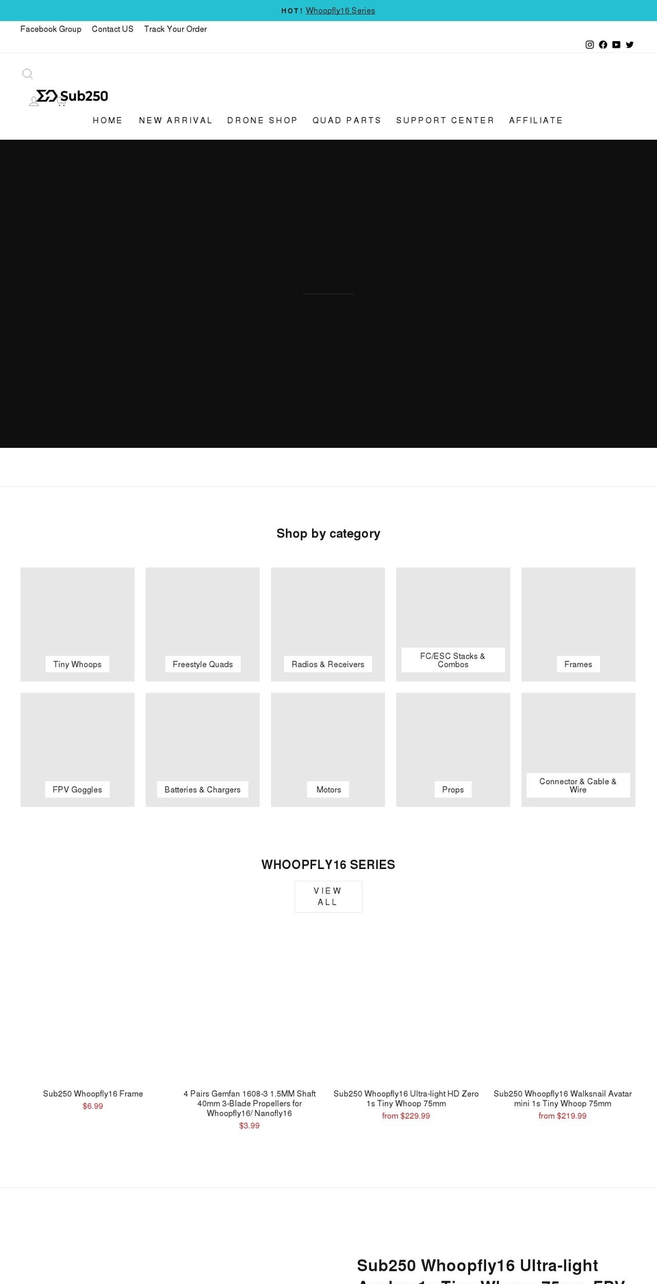 sub250.com shopify website screenshot