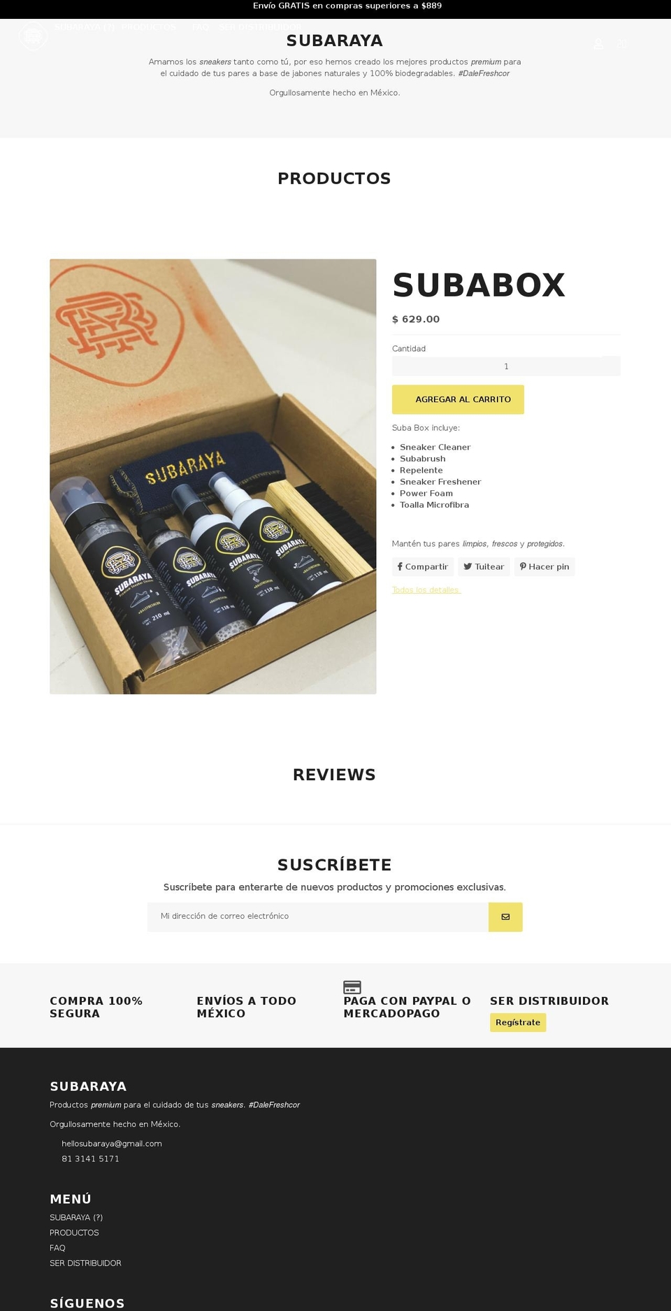 subaraya.com shopify website screenshot