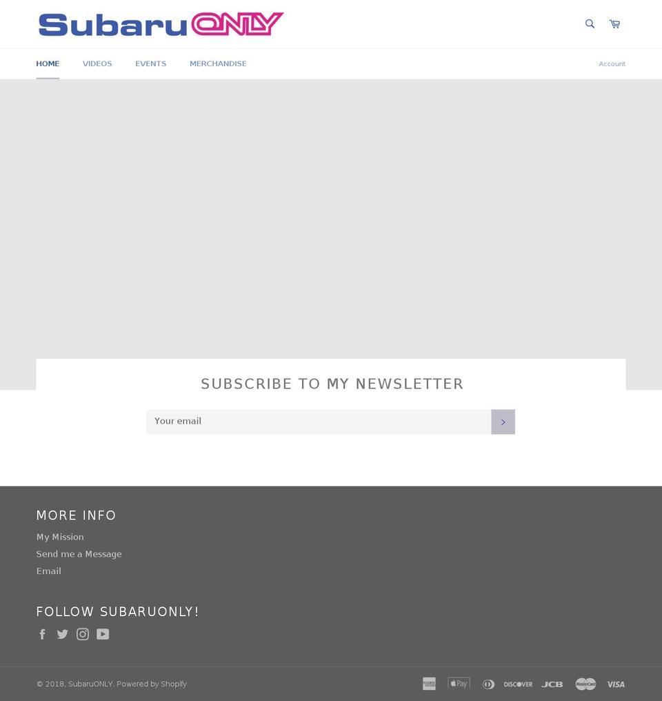 subaruonly.com shopify website screenshot