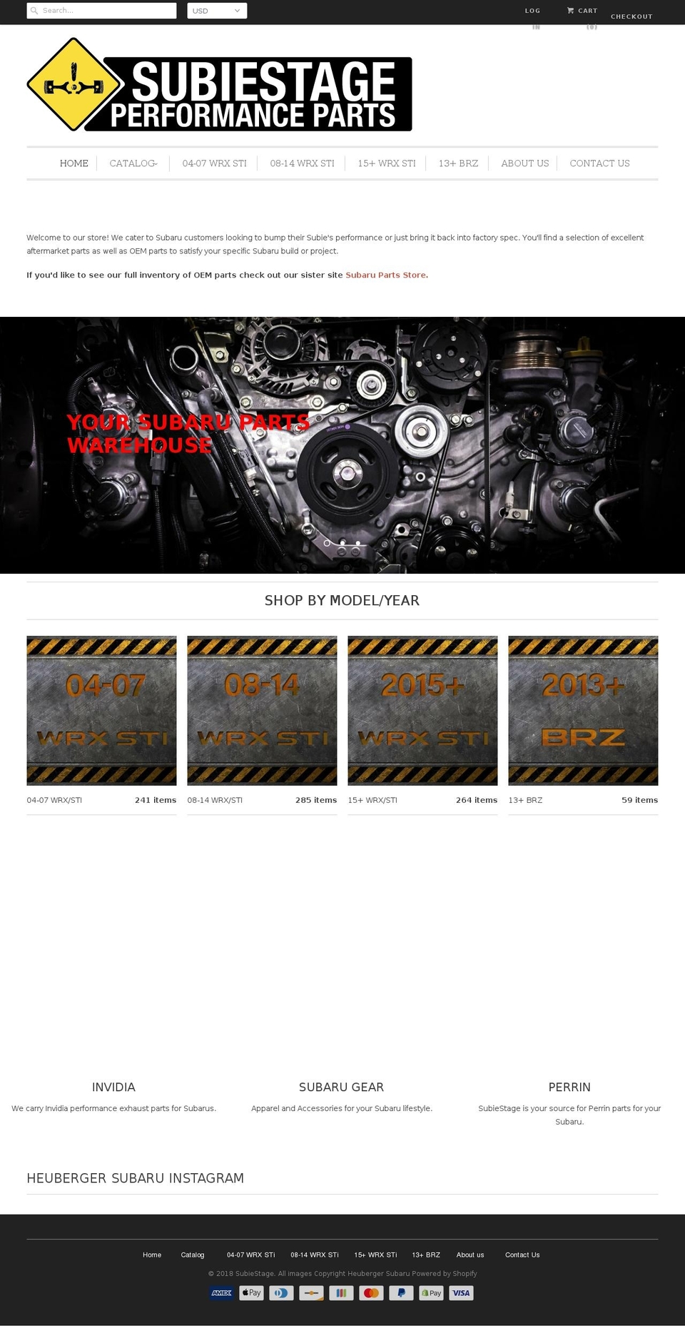 subarustage.com shopify website screenshot