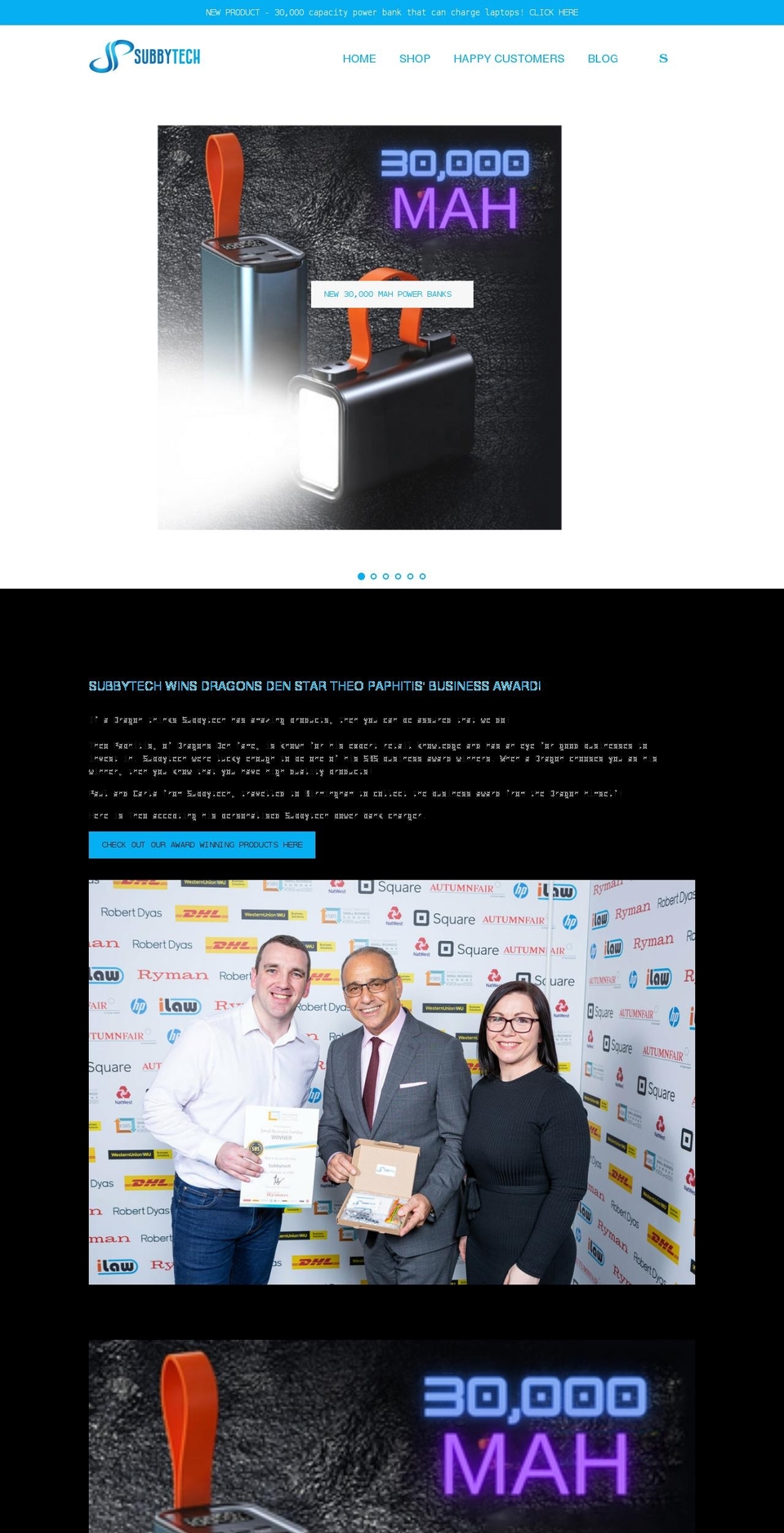 subbytech.com shopify website screenshot