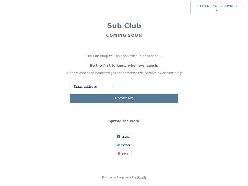 subclub.myshopify.com shopify website screenshot