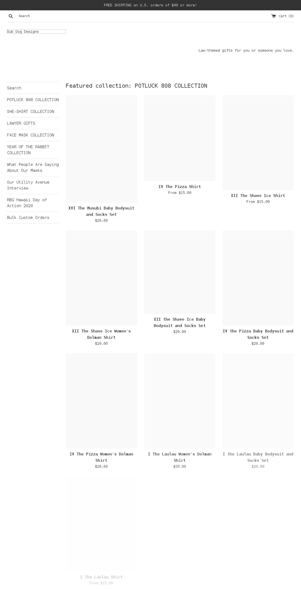 subdogdesigns.com shopify website screenshot