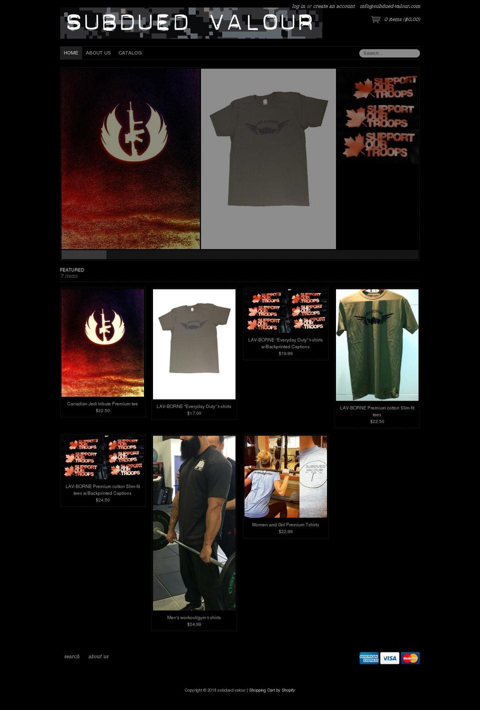 subdued-valour.com — Shopify storefront screenshot