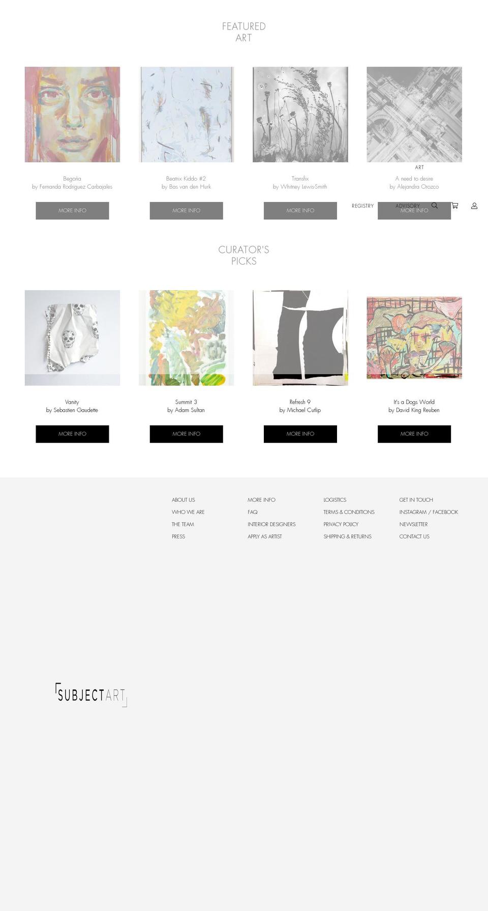 SubjectArt Shopify theme site example subjectart.com