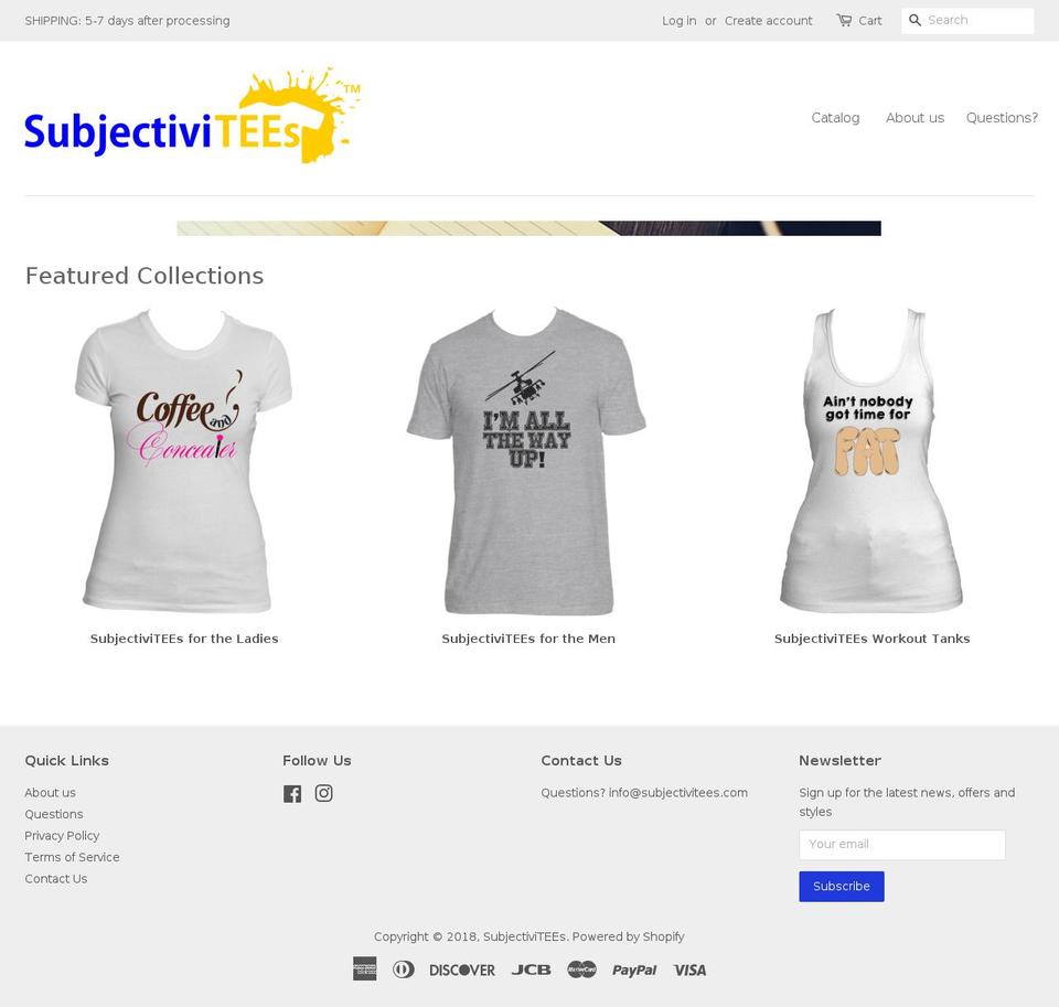 subjectivitees.com shopify website screenshot