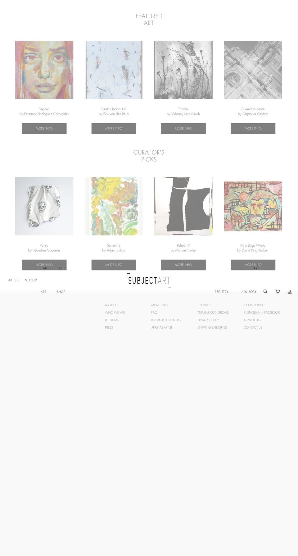 SubjectArt Shopify theme site example subjectnyc.com