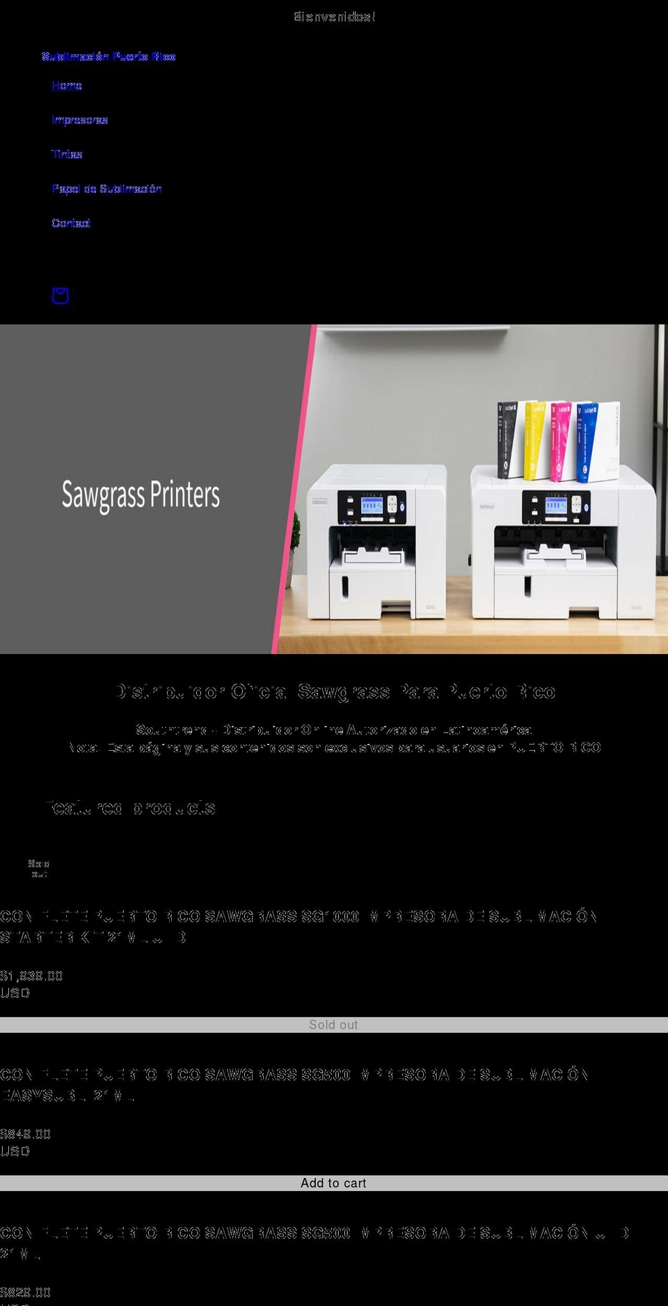 sublimacionpr.com shopify website screenshot