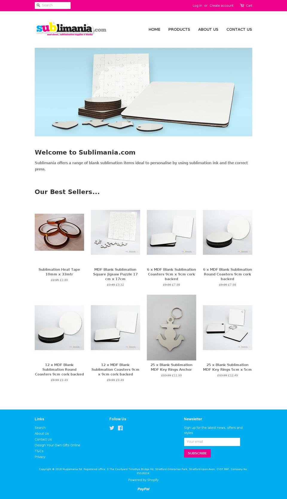 sublimania.com shopify website screenshot
