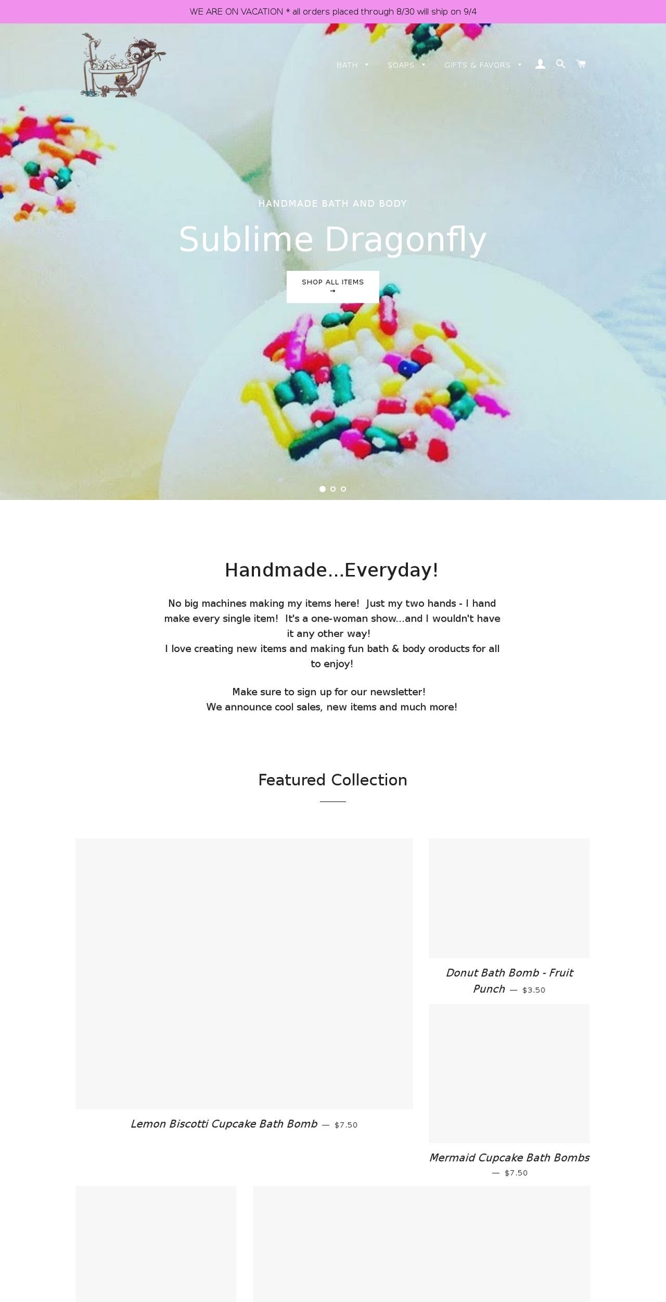 sublime-dragonfly.com — Shopify storefront screenshot