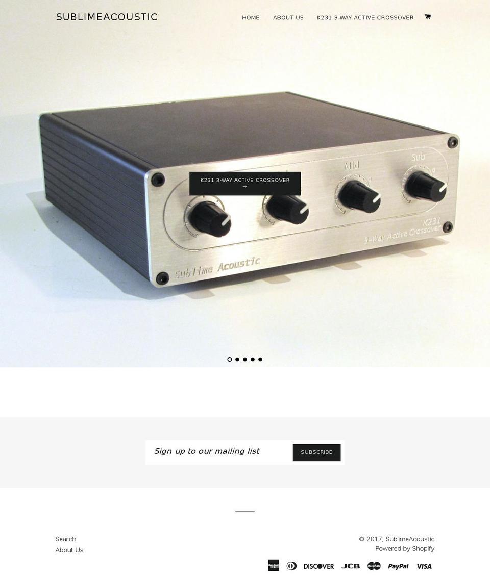 sublimeacoustic.com shopify website screenshot