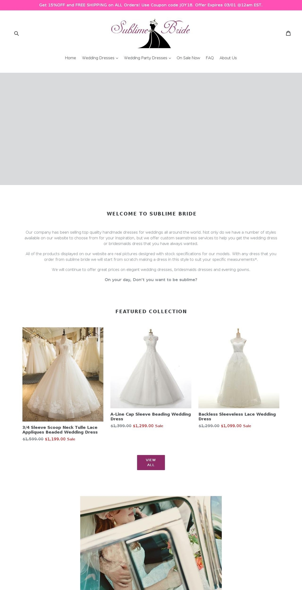 sublimebride.com — Shopify storefront screenshot