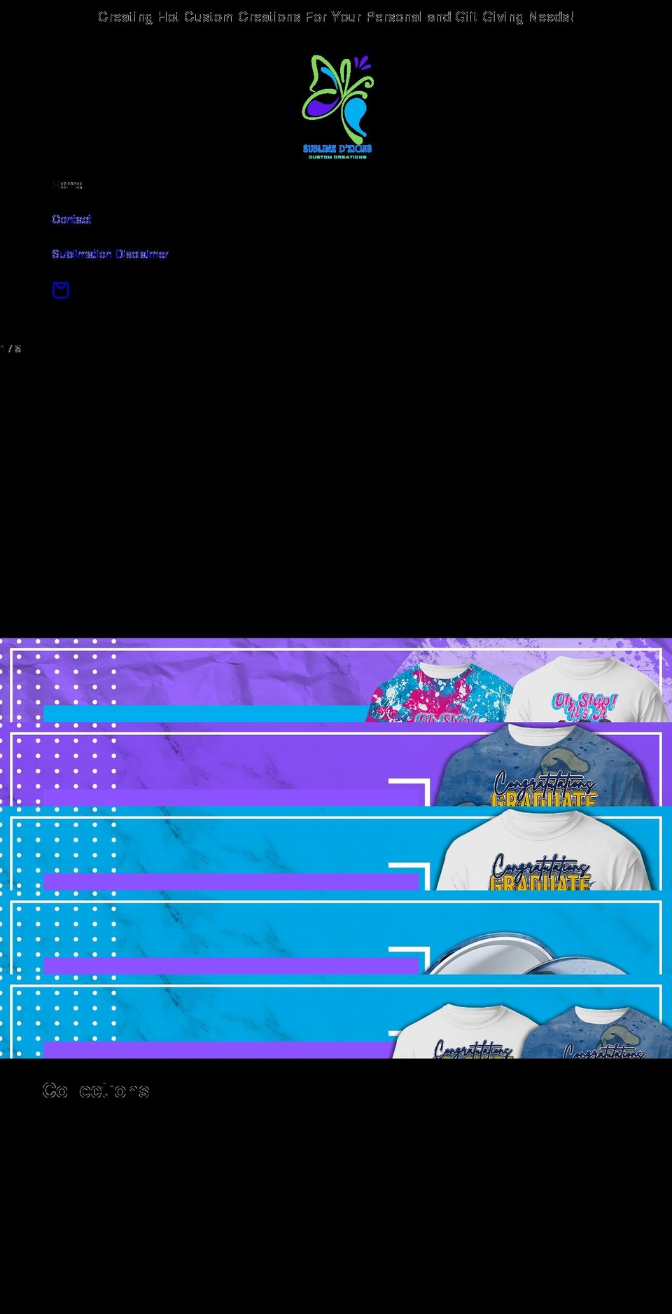 sublimedzigns.com shopify website screenshot