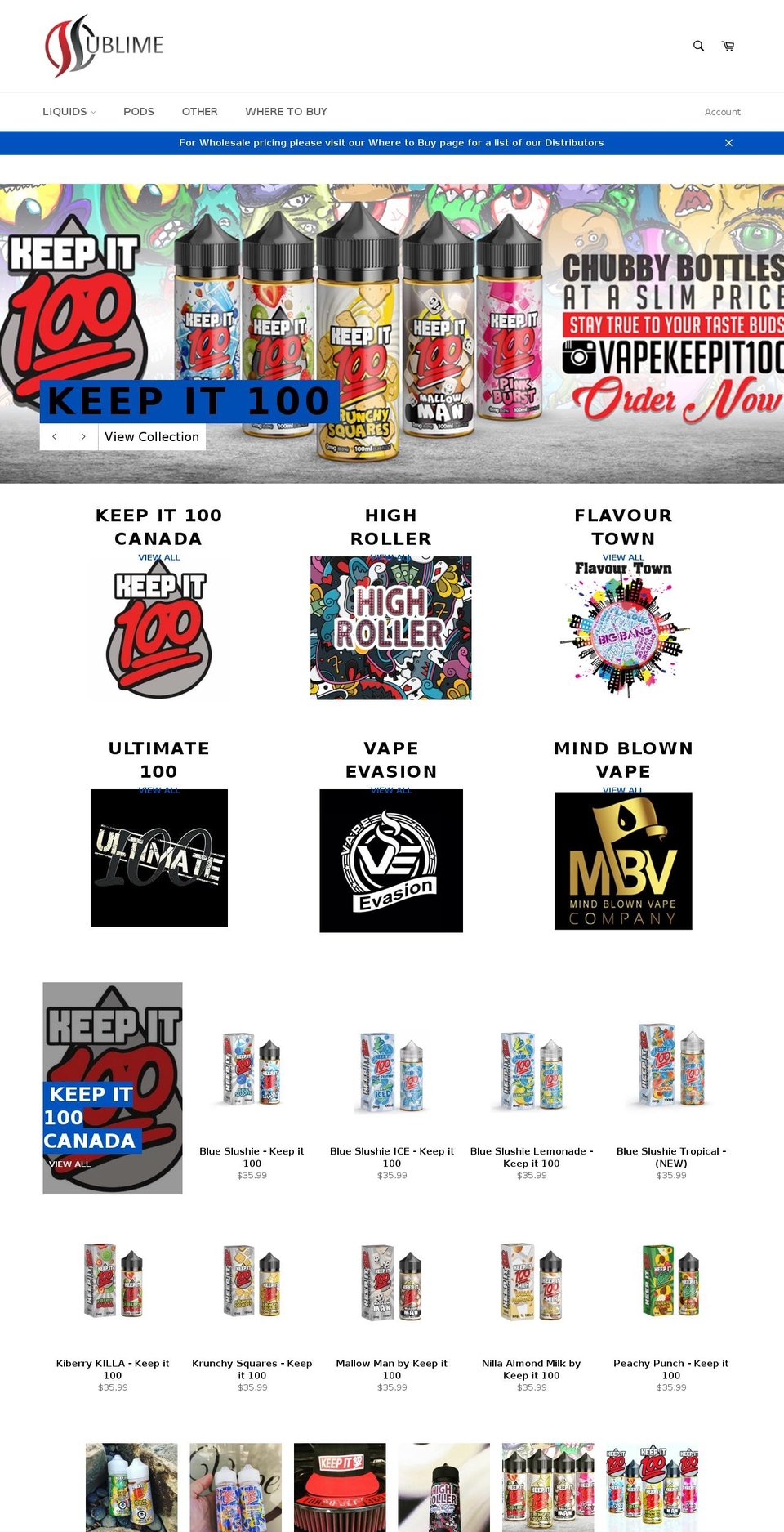 sublimeejuice.com — Shopify storefront screenshot