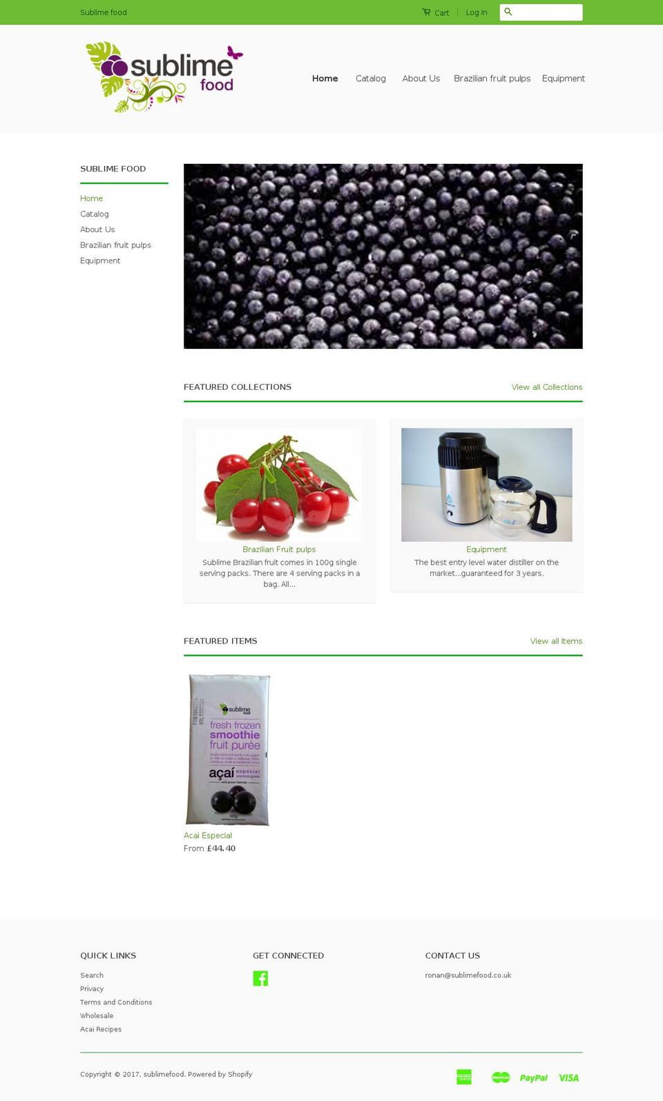 sublimefood.com shopify website screenshot
