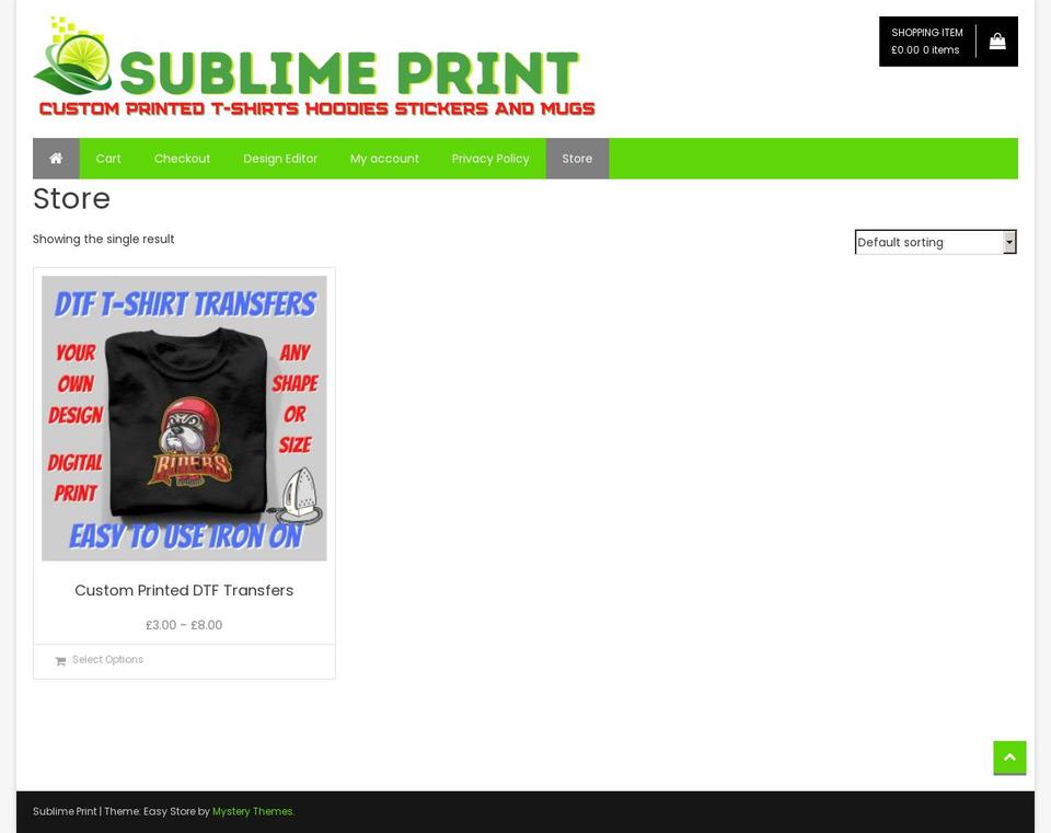 sublimeprint.co.uk shopify website screenshot