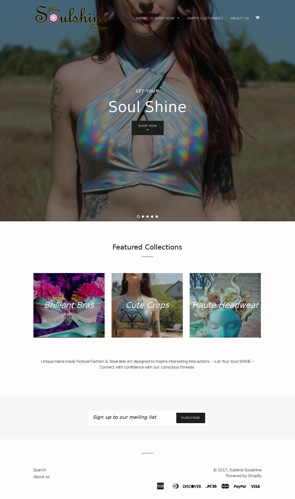 sublimesoulshine.com shopify website screenshot