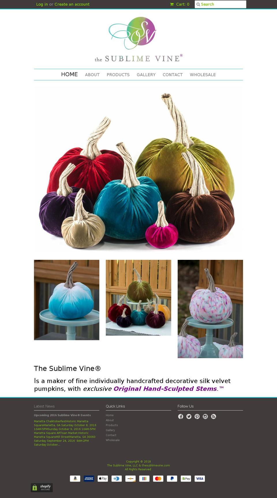 sublimevine.com — Shopify storefront screenshot