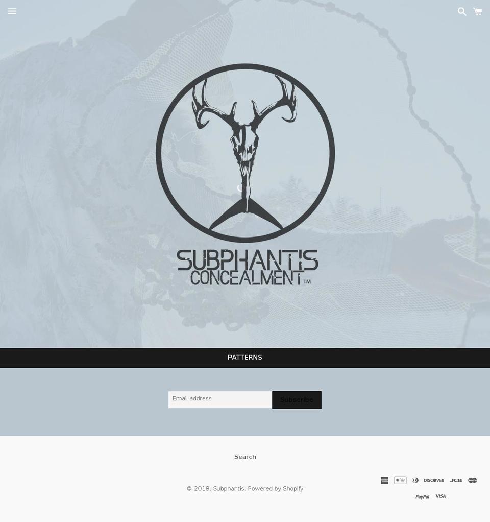subphantis.com shopify website screenshot