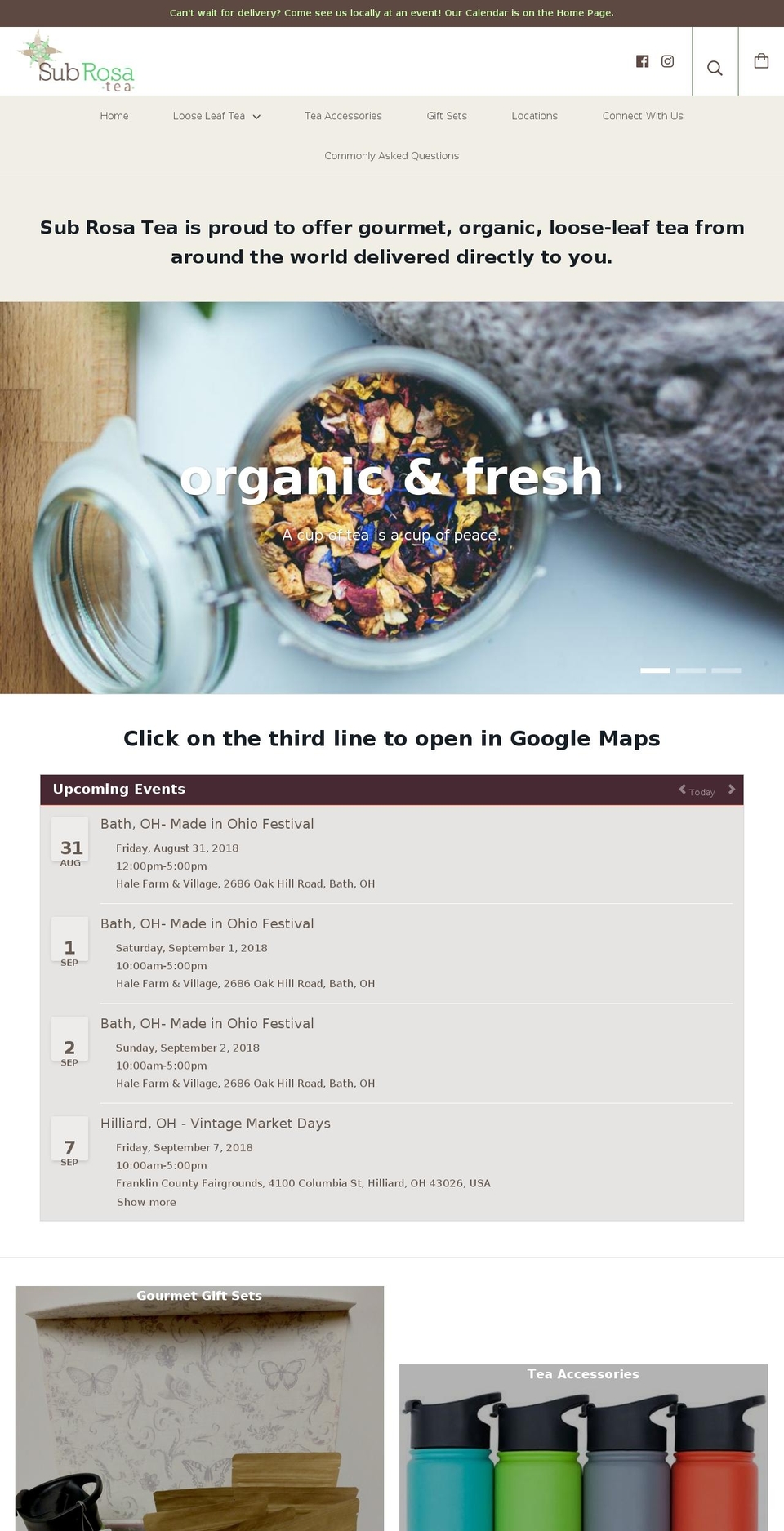 subrosatee.com — Shopify storefront screenshot