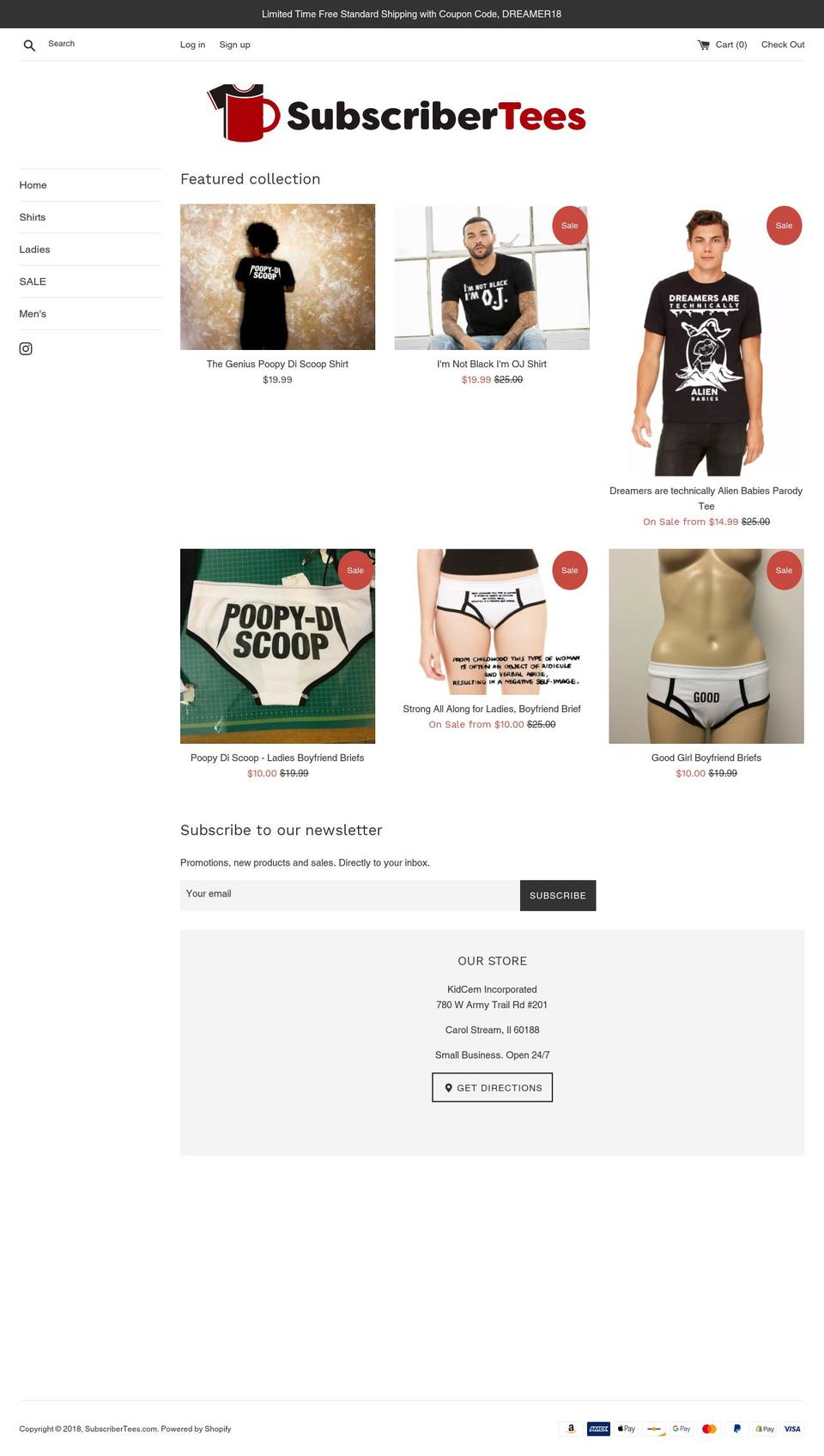 subscribertees.com — Shopify storefront screenshot