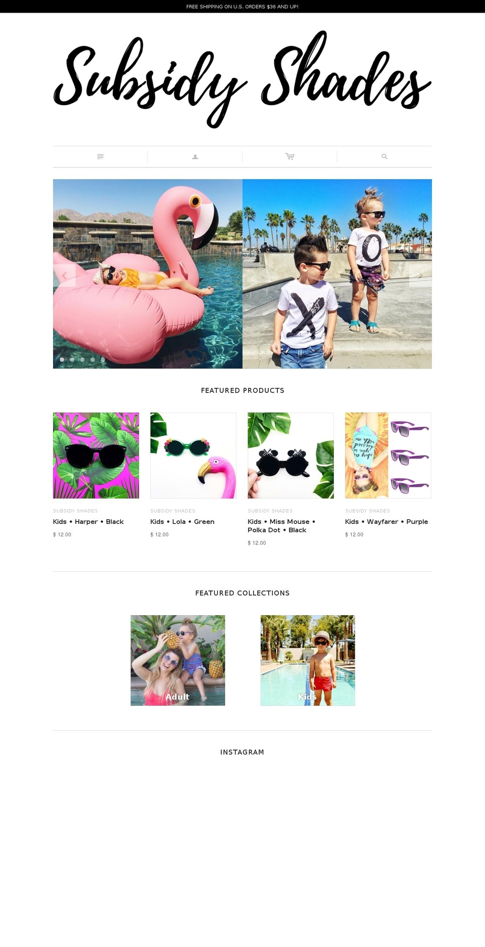 subsidyshades.com shopify website screenshot